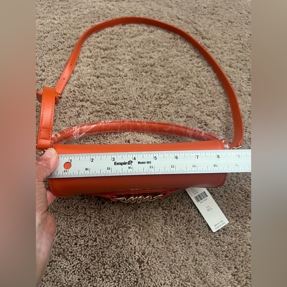 NWT new Anthropologie Delilah woven faux leather chain bag orange crossbody - Picture 15 of 17